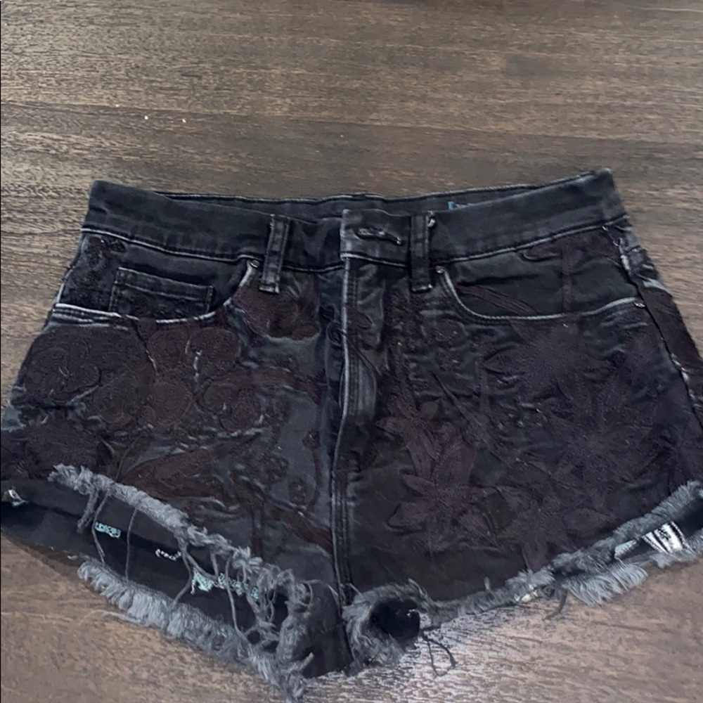 Black denim shorts